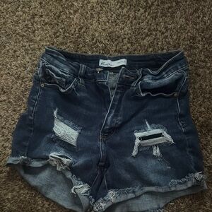 KanCan Dark Blue Jean Shorts Distressed Design